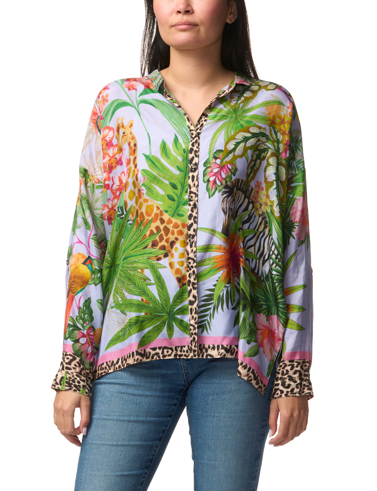 Johnny Was Audrey Oversized Blouse in Bellina Jungle print