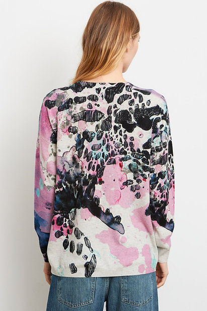Thumbnail: Aldo Martins BELL Cashmere Sweater in Lilac abstract print