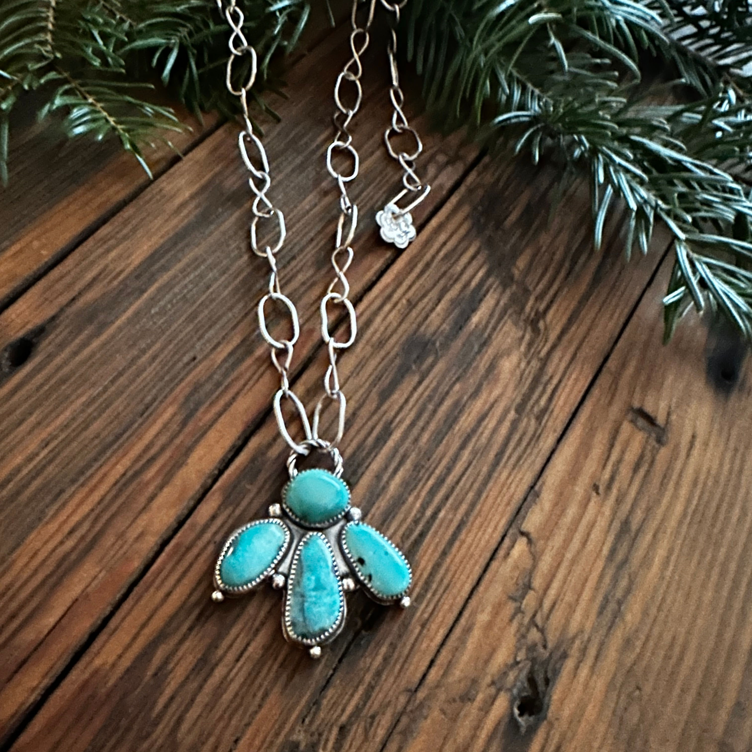 Three Petal Turquoise Necklace