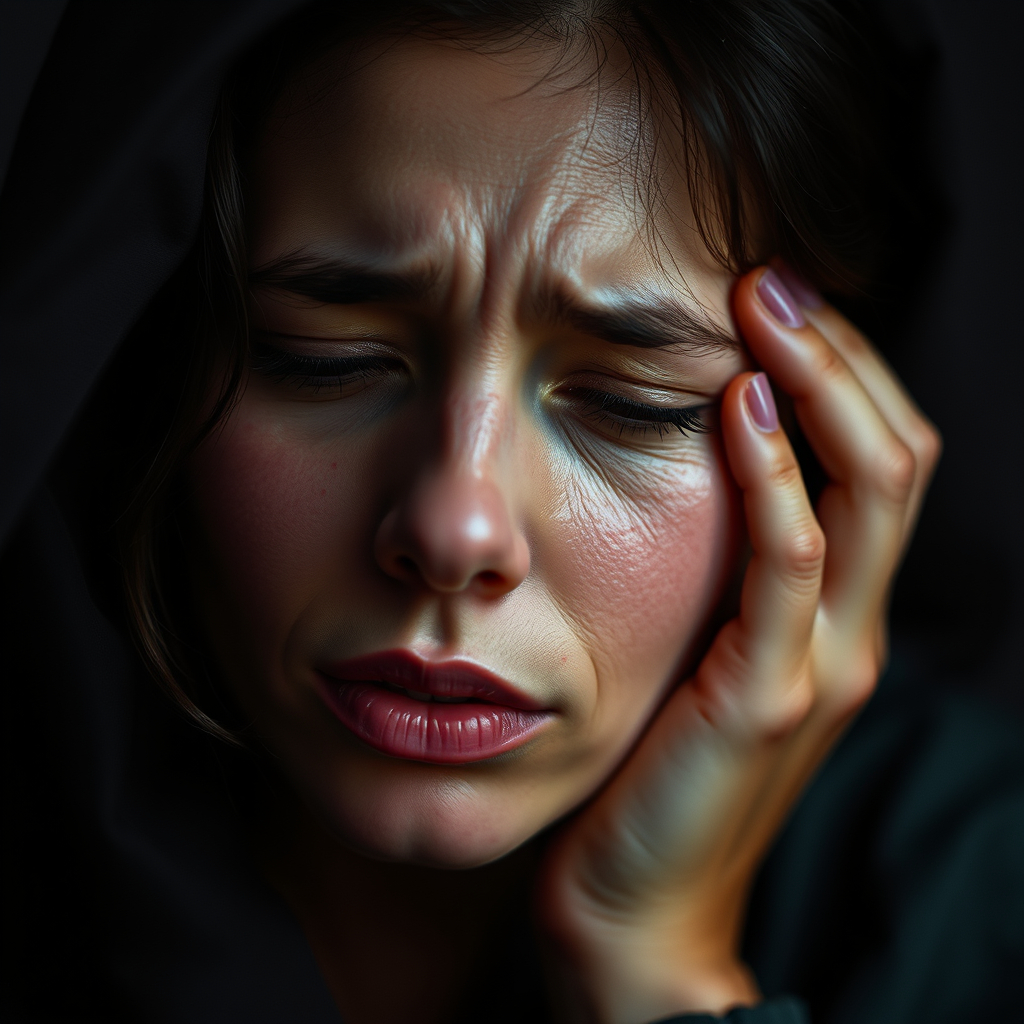 a woman crying silenyly by her self.jpg