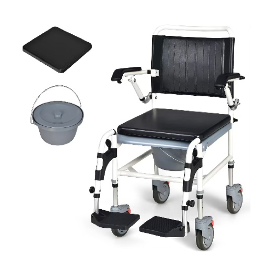 4-in-1 Bedside Commode Shower Wheelchair