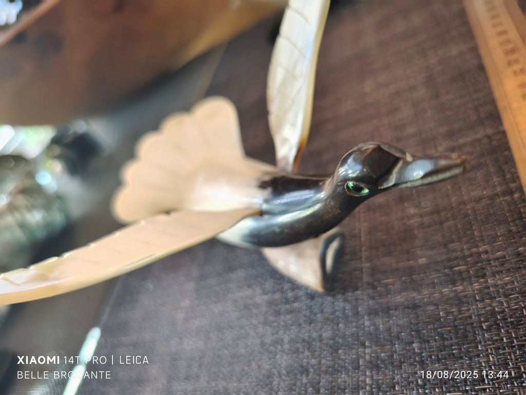 oiseau vintage en corne 19 x 19 cm hauteur 10 cm