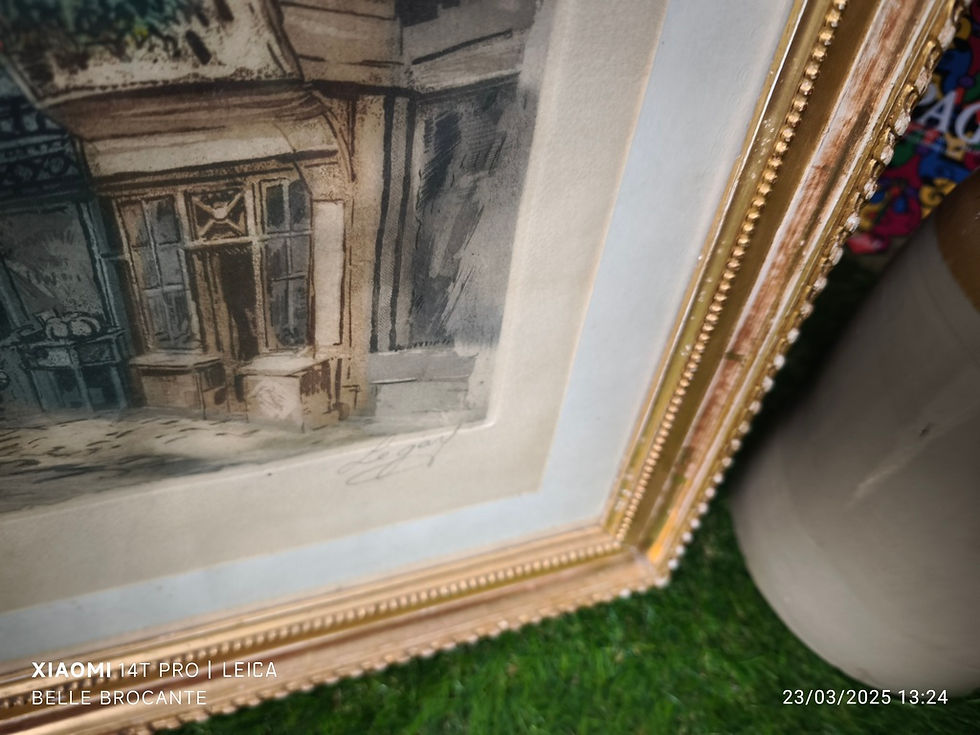 Miniaturbild: EAU FORTE ORIGINALE DE VIEILLE RUE DE LISIEUX ENCADREMENT DORE