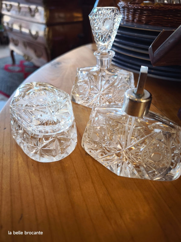 lot de 3 pieces de bain en cristal de boheme style art deco