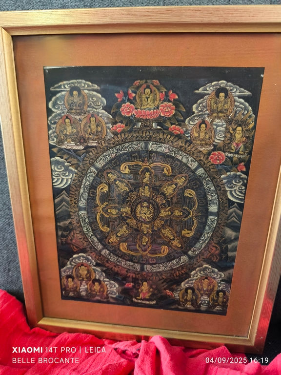 Miniatura: peinture thangka tibetaine sur toile bouddha taille 32 x 26 cm
