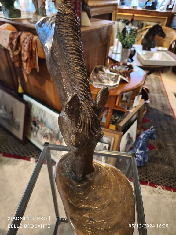 Miniaturbild: BRONZE TETE DE CHEVAL CREATION DU SCULPTEUR LUCIEN PEYTONG PIECE UNIQUE. 18 KG H