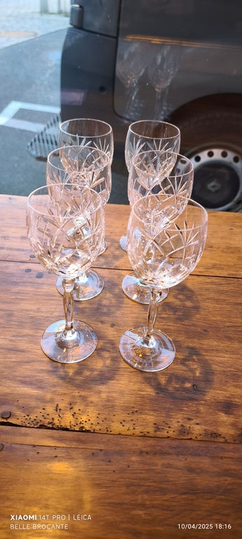 Miniature : 6 verres a vin hauteur 20.5 cm diametre 7 cm reflets de france par tailleur lor