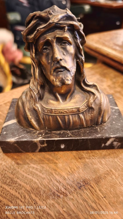 Miniature : BUSTE DE JESUS EN REGULE DOREE SUR SOCLE EN MARBRE TAILLE 13 X 7 CM HAUTEUR 12.5