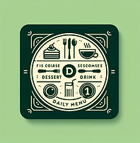Una portada cuadrada para una página web de un bar con un logo que representa un menú diar