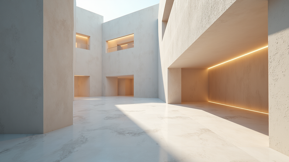 Close-up view of a 3D architectural rendering showing detailed textures and lighting