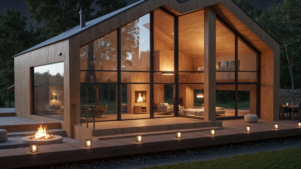 Orta açıdan 3ds Max ile oluşturulmuş modern bina modeli