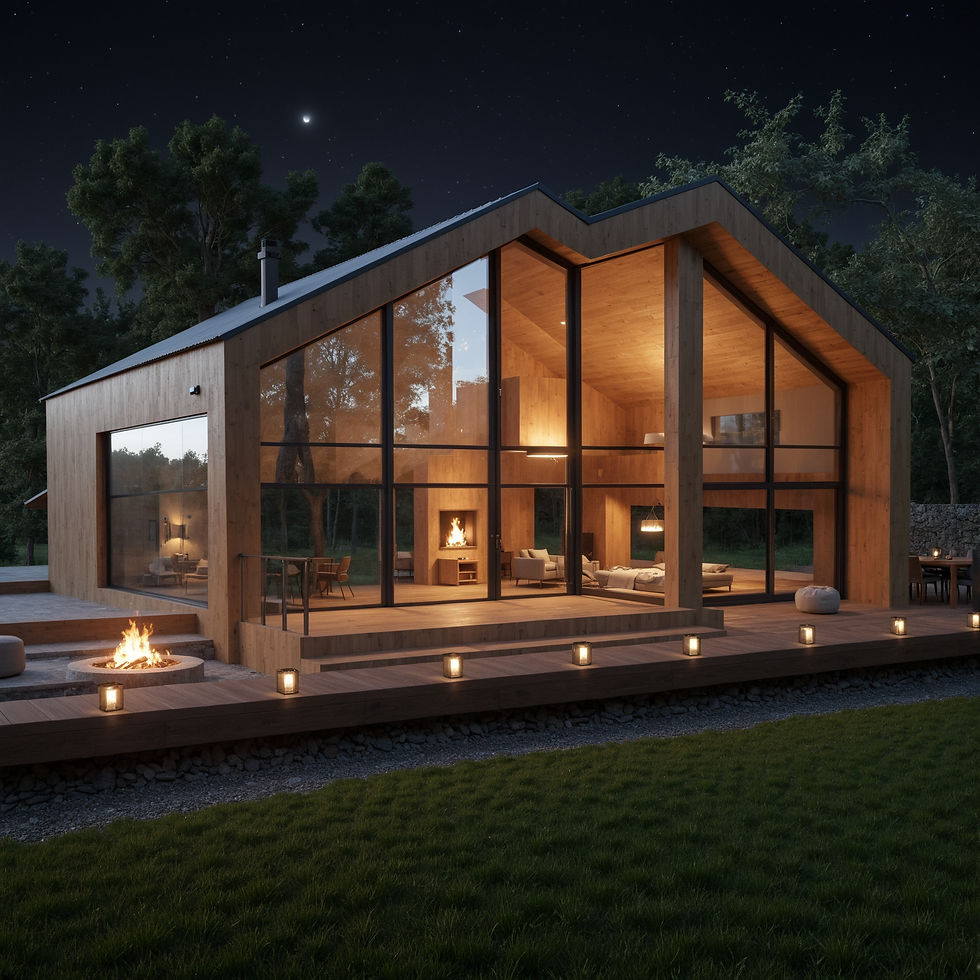 Orta açıdan 3ds Max ile oluşturulmuş modern bina modeli