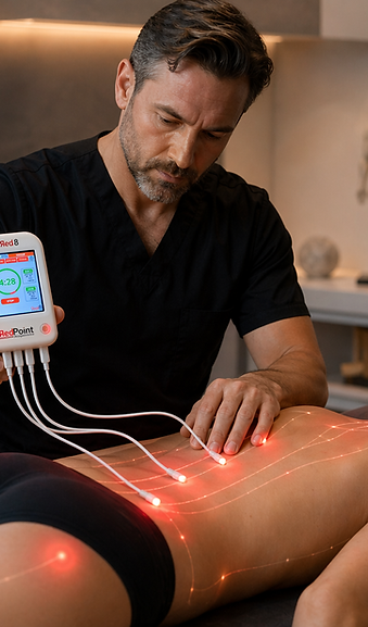 Pratique de la Formation PBM Acupuncture Triple Cursus spéciale Kinésithérapeutes & Ostéopathes avec un dispositif de PBM Acupuncture non invasive à Paris