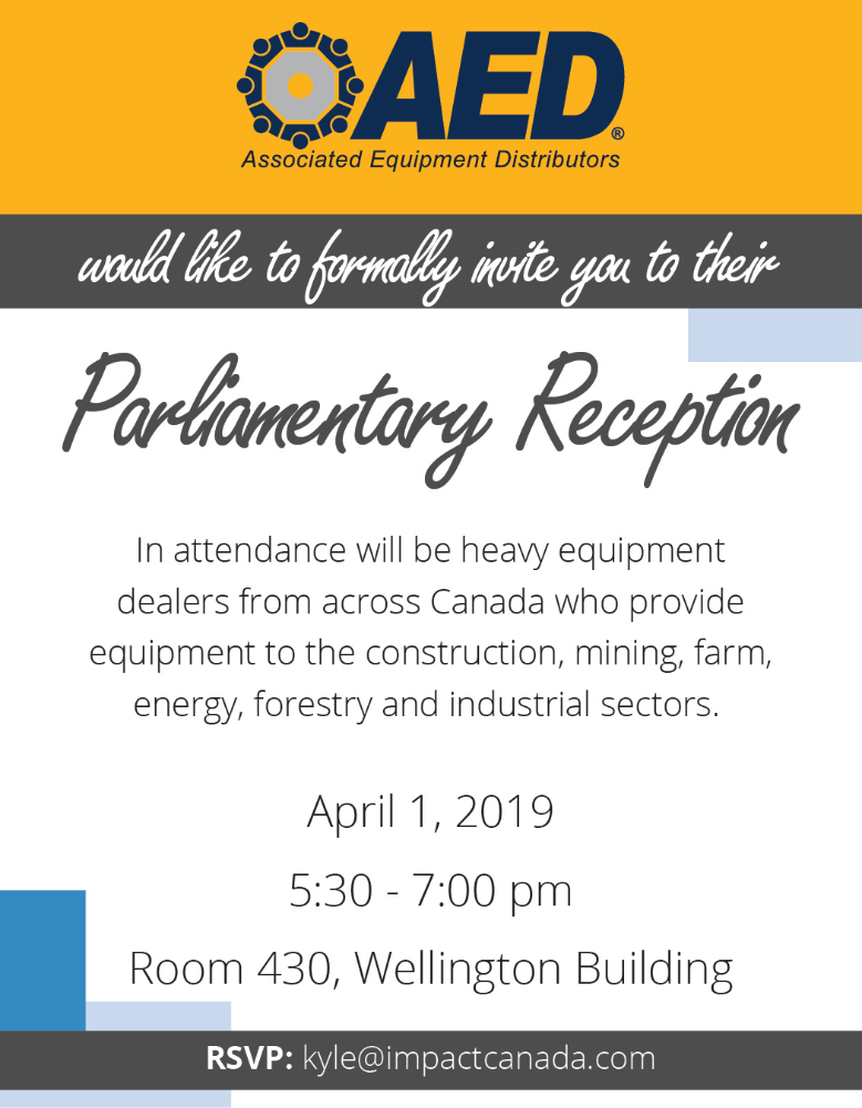 "Associated Equipment Distributors Parliamentary Reception" Invitation
