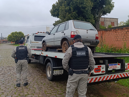 Veículo furtado é recuperado pela Rocam em Santiago