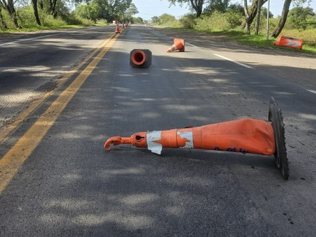 Motorista é autuado em Alegrete por estar dirigindo por 20 horas sem parar e atropelar cones frente à PRF