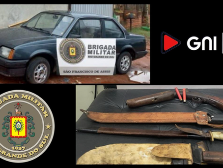 Brigada Militar apreende armas e recupera veículo furtado em São Francisco de Assis