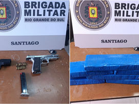 Rocam desarticula ações criminosas e apreende arma de fogo e mais de 3,6 kg de drogas em Santiago