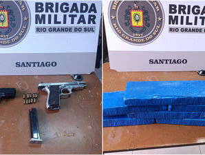 Rocam desarticula ações criminosas e apreende arma de fogo e mais de 3,6 kg de drogas em Santiago