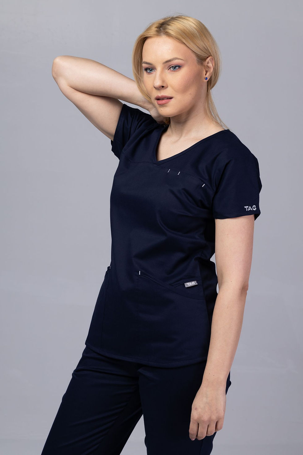 Miniaturbild: Scrub Top AMBRA | Kasack Active Cotton Stretch | 40°/60°C | Blauton