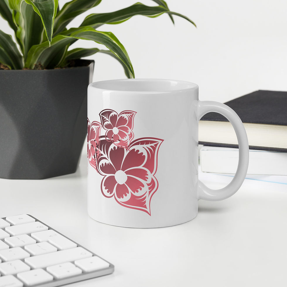 White Glossy Mug Modern Salmon