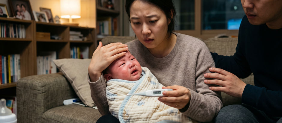 Q: 생후 103일 아기, 감기약(항생제 포함) 복용 중 38.4도 열이 나는데 응급실에 가야 할까요?
