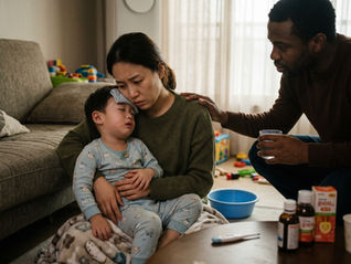 Q: My toddler has a high fever, stomachache, and vomited undigested food. Is it indigestion?