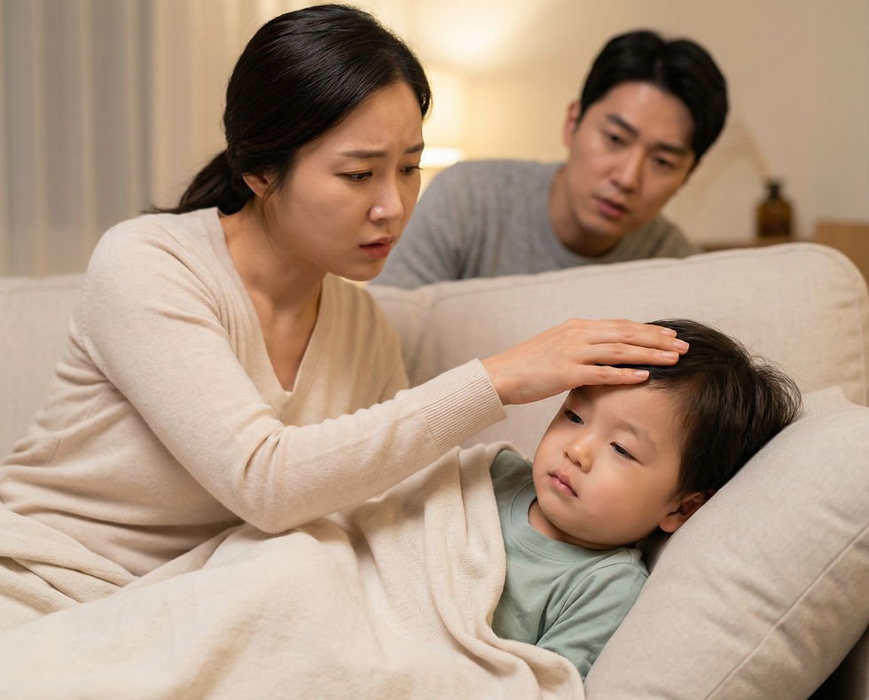 Q: 33개월 아기, 5일째 열이 났다가 떨어지고 다시 나는데 피검사가 필요할까요?