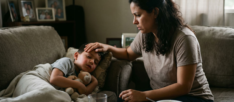 P: Mi hijo tiene dolor de estómago, vómitos y fiebre que sube a 39 °C. ¿Qué debo hacer ahora?