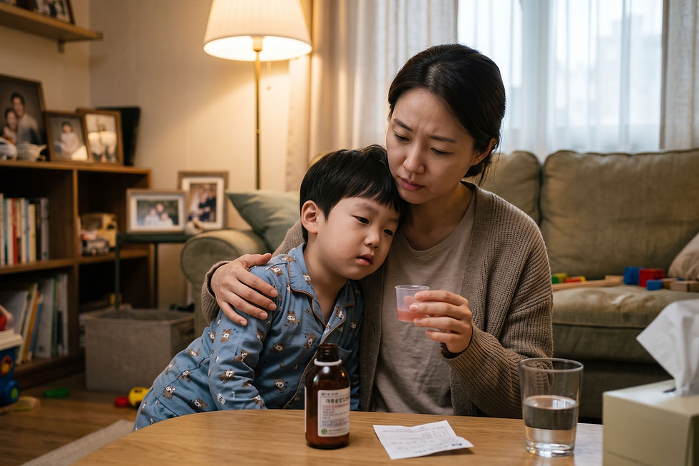 질문 일러스트: 폐렴 원인균으로 H인플루엔자가 나왔습니다. 세균성인가요, 바이러스인가요? 항생제 복용이 필수인지 궁금합니다.