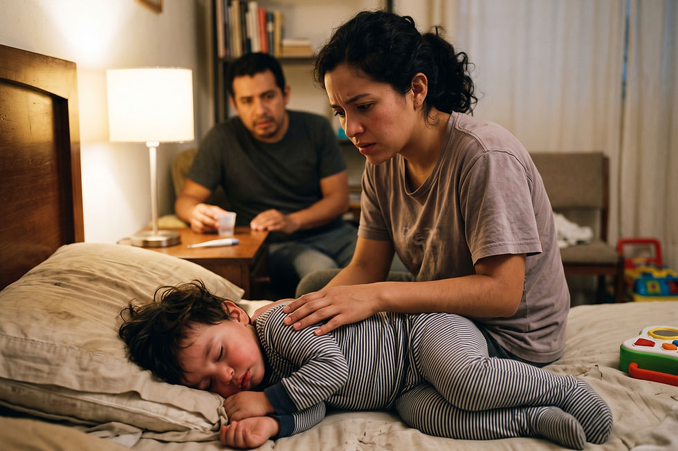Ilustración de la pregunta: Mi hijo de 30 meses tiene crup y respira muy rápido con el abdomen. ¿Debería solo observarlo?