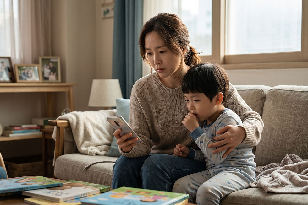 의사 답변 일러스트: 아이 PCR 검사에서 헤모필루스 인플루엔자균이 검출되었는데 무조건 폐렴인가요?