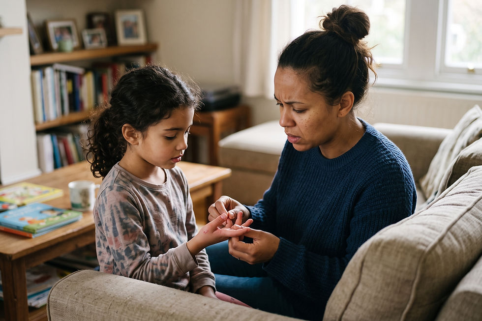 Illustration for the question: My 7-year-old had a fever and rash, and now her fingertips are peeling. Could this be Kawasak…