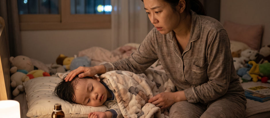 Q: 고열로 첫 열성 경련을 겪은 후 잠든 아기, 억지로 깨워서 해열제를 먹여야 할까요?