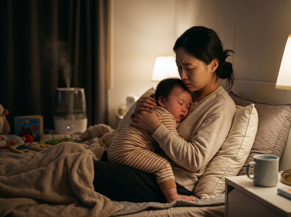 Q: 8개월 아기가 중이염으로 항생제를 복용 중인데 기침이 너무 심합니다. 엑스레이를 찍어봐야 할까요?