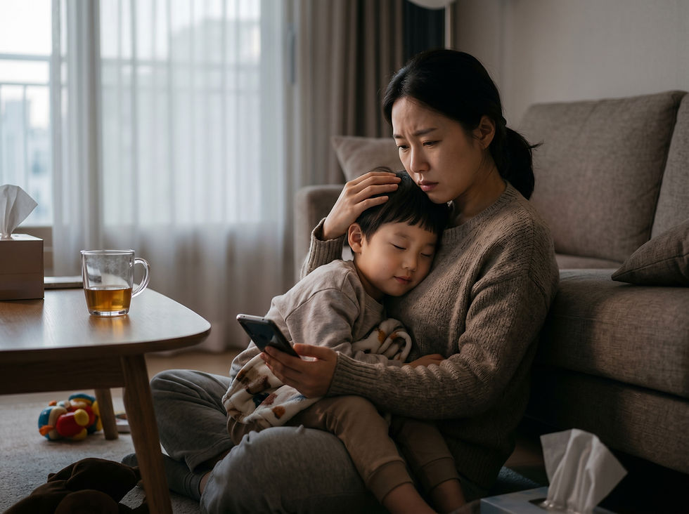Q: 독감 치료 후 콧물과 기침이 심해지고 열이 반복해서 나는데 병원에 다시 가야 할까요?