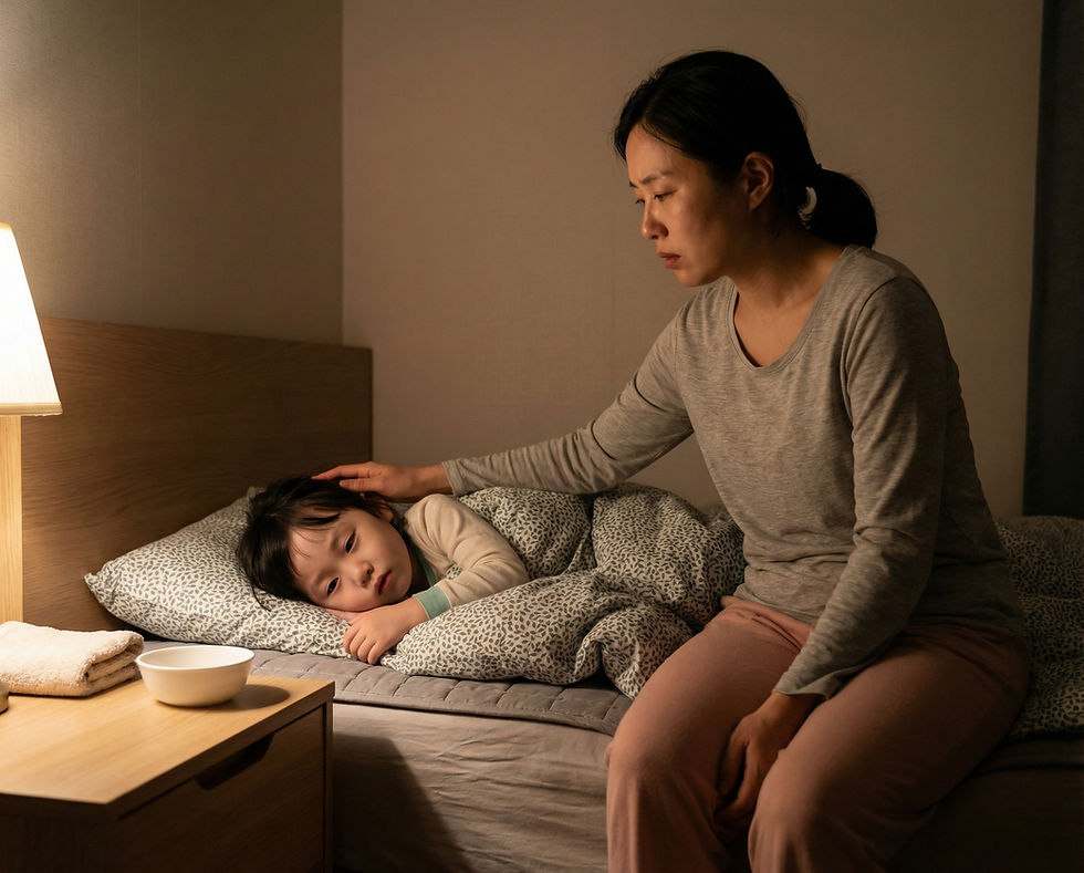 Q: 아이가 계속 토하는데, 얼마나 더 하면 응급실에 가야 하나요?