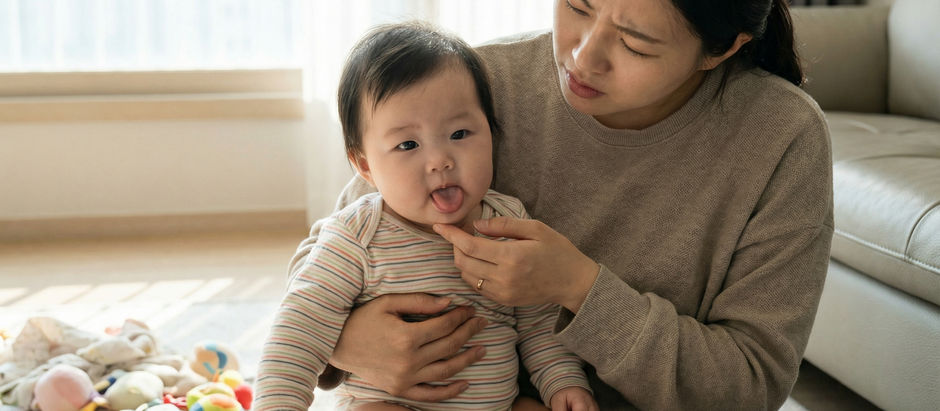 Q: 7개월 아기가 자꾸 혀를 내미는데, 괜찮은 건가요? 혀 내밀기 반사인가요?