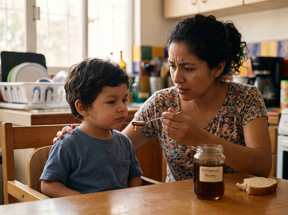 P: ¿Es seguro darle a mi hijo de 44 meses una cucharada de miel todos los días para la rinitis?