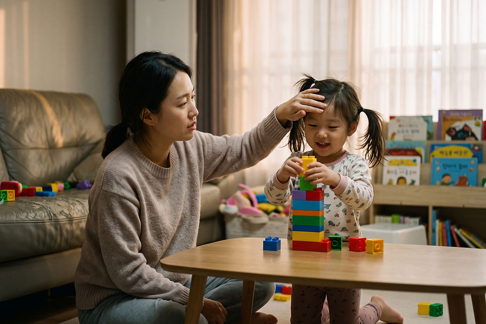 의사 답변 일러스트: 아기 열이 40도가 넘는데 잘 놀아요, 지금이라도 응급실에 가야 할까요?