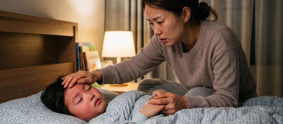 Q: 39도 고열에 오한이 와서 추워하는 아이, 이불을 덮어줘도 되나요? 자는 아이를 깨워 해열제를 먹여야 할까요?