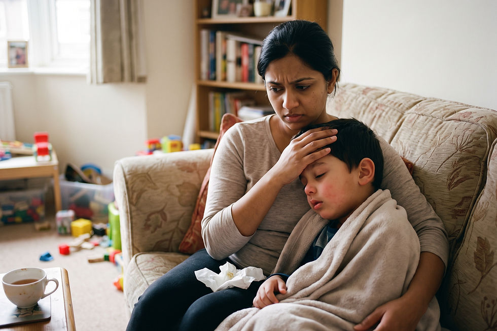 Illustration for the question: My child has had a low-grade fever for 4 days with a cough. Could it be pneumonia, and should…