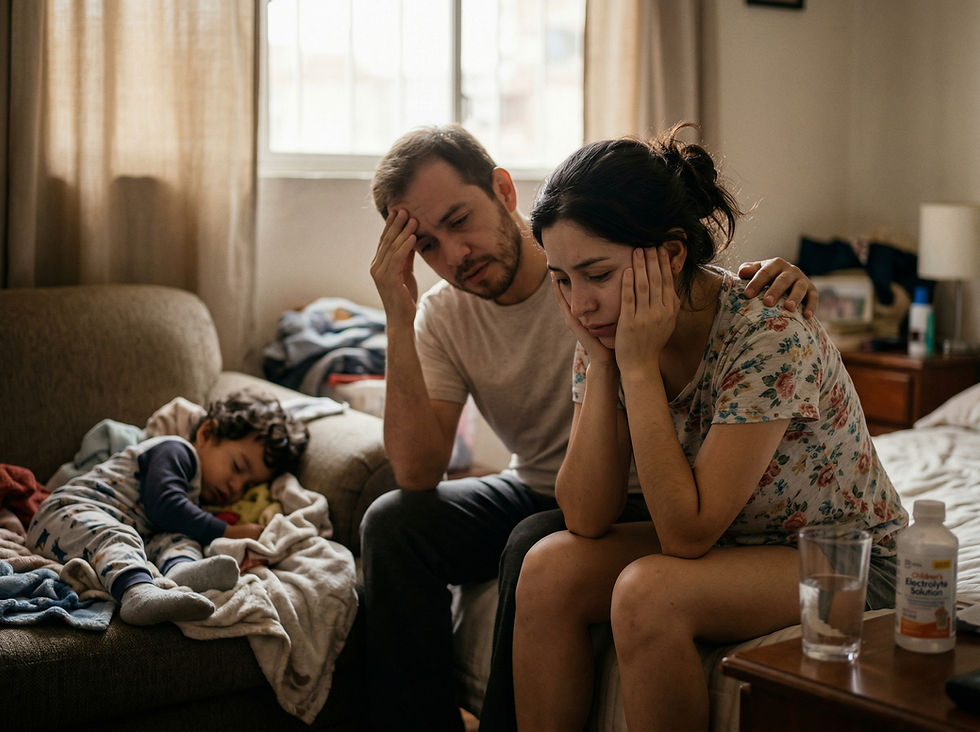 P: ¿Mi esposo y yo nos contagiamos de la gripe estomacal de nuestro bebé?