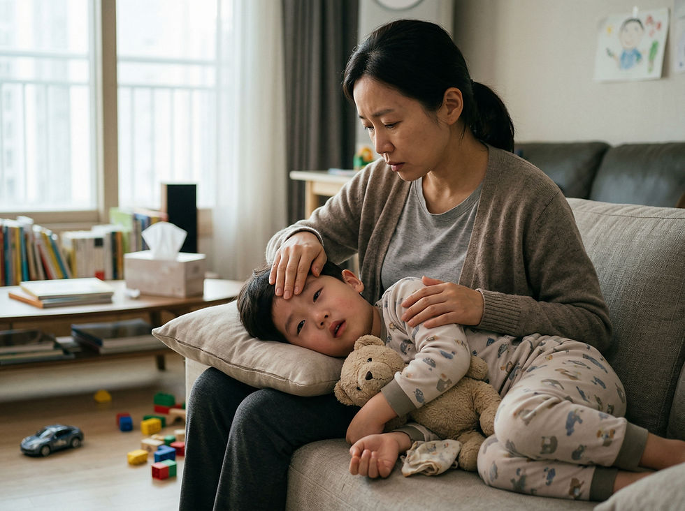 Q: 아이가 2주째 기침, 누런 콧물, 미열이 지속되고 항생제를 계속 먹고 있는데 큰 병원에 가봐야 할까요?