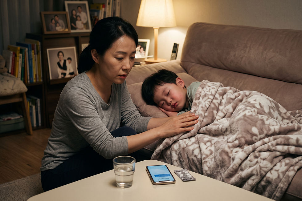 의사 답변 일러스트: 아이 독감약(타미플루) 복용 시간, 12시간 간격을 꼭 지켜서 새벽에 먹여야 하나요?