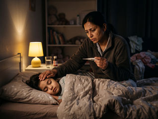 Q: My child has the flu and their temperature dropped to 35.7°C (96.3°F) while sleeping on Day 4. Is this normal?
