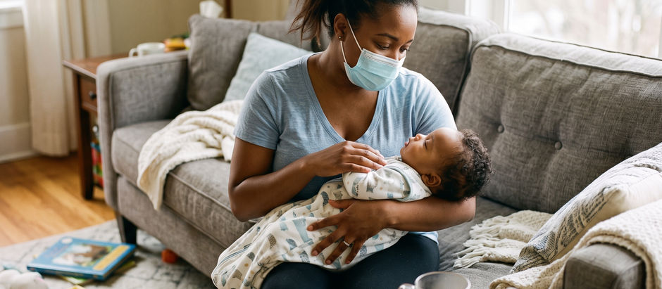 Q: I had a brief fever after flu exposure, but tested negative and my fever dropped. Can I take my mask off around my baby?