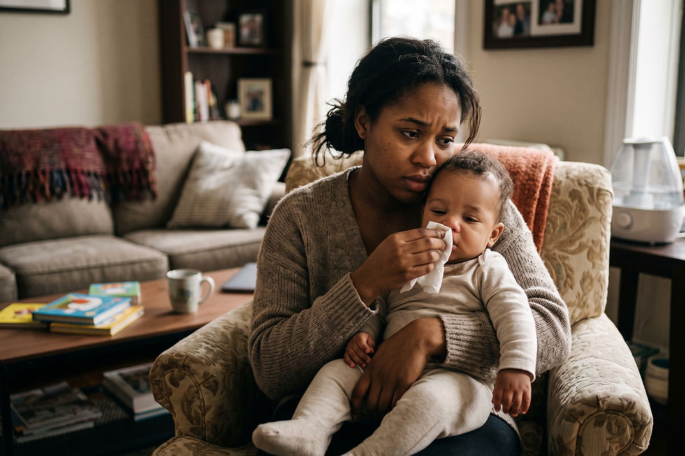 Illustration for a doctor's answer about: My 7-month-old baby has a runny nose. Can they still get their delayed 6-month vac…