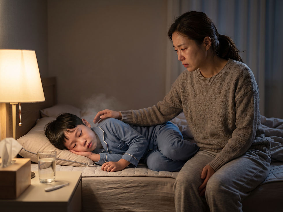 Q: 초등학교 2학년 아이가 기침하다 토한 후 목에 뭐가 들어간 것 같다고 힘들어하는데, 아침에 병원에 가도 될까요?