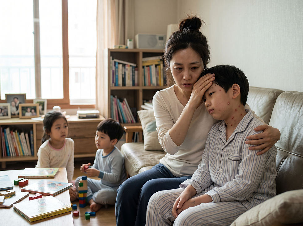 Q: 둘째, 셋째가 수두를 앓고 나았는데 첫째가 수두에 걸렸어요. 이미 앓았던 아이들이 다시 감염될 수 있나요?